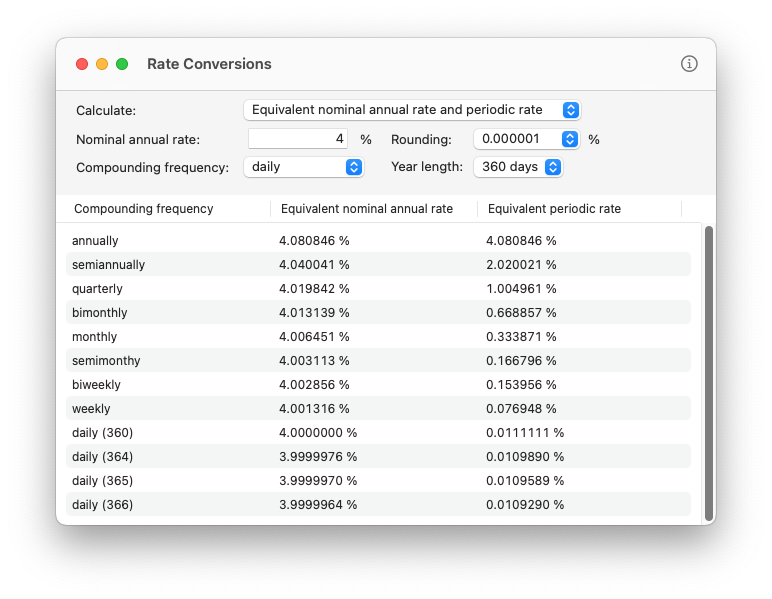 Rate conversion window
